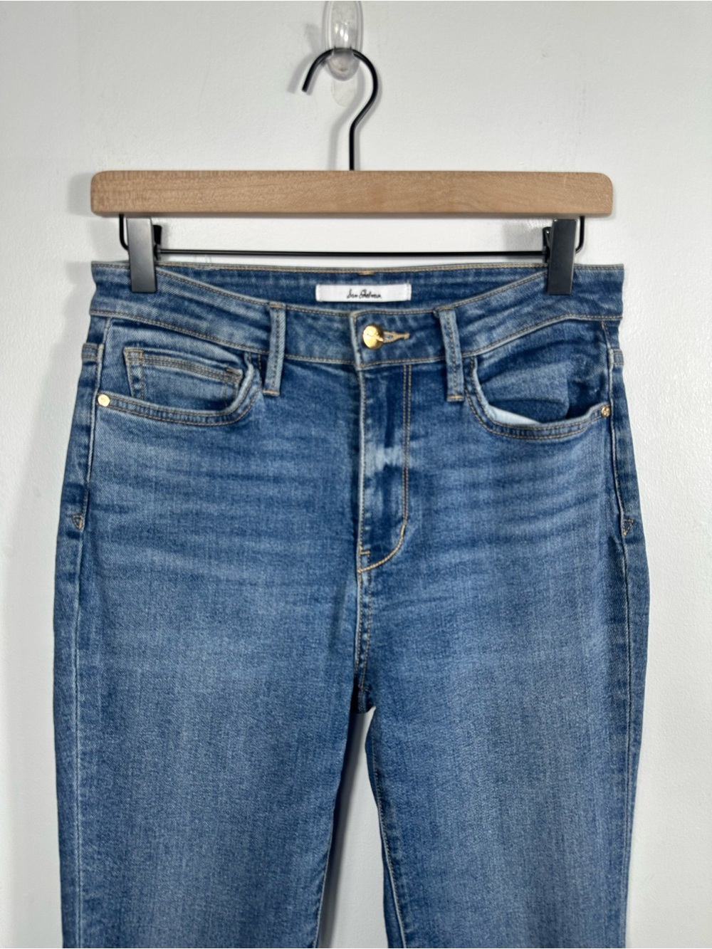 Sam Edelman The Stiletto High Rise Crop Boot Jeans Size 27 Medium Wash Raw Hem - Picture 5 of 13
